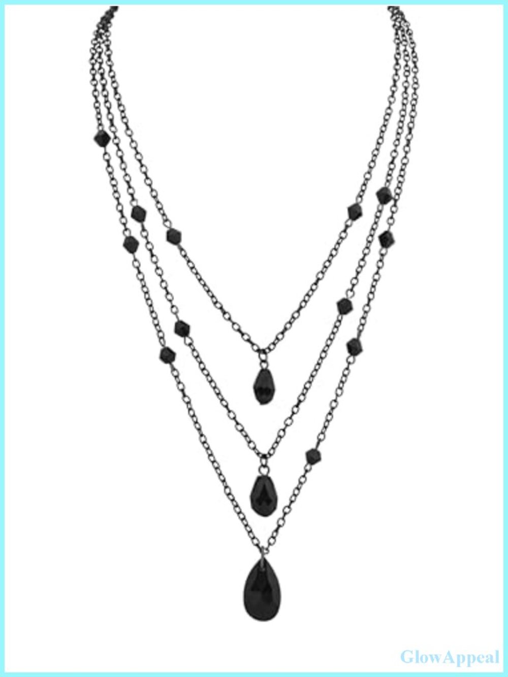 Layered Teardrop Choker Necklace Zinc Alloy Stainless Steel Gothic Punk Grunge
